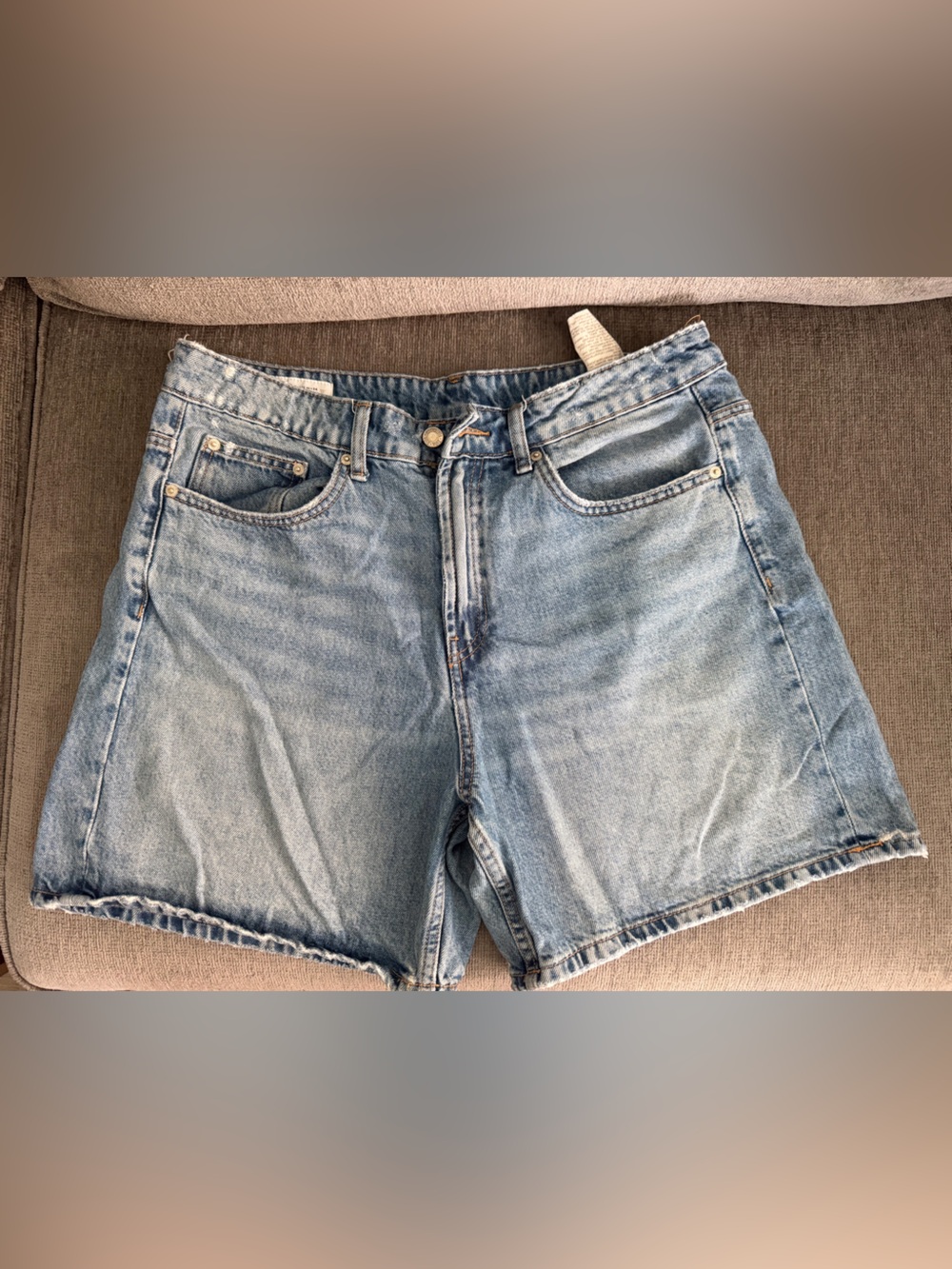 Zara Light Blue Denim Jean Shorts - Frayed Hem